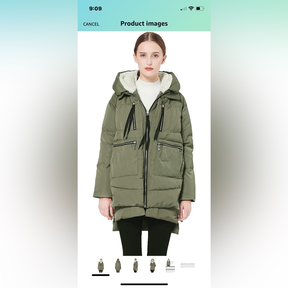 Orolay Zip Front Thickened Down Jacket Olive Small